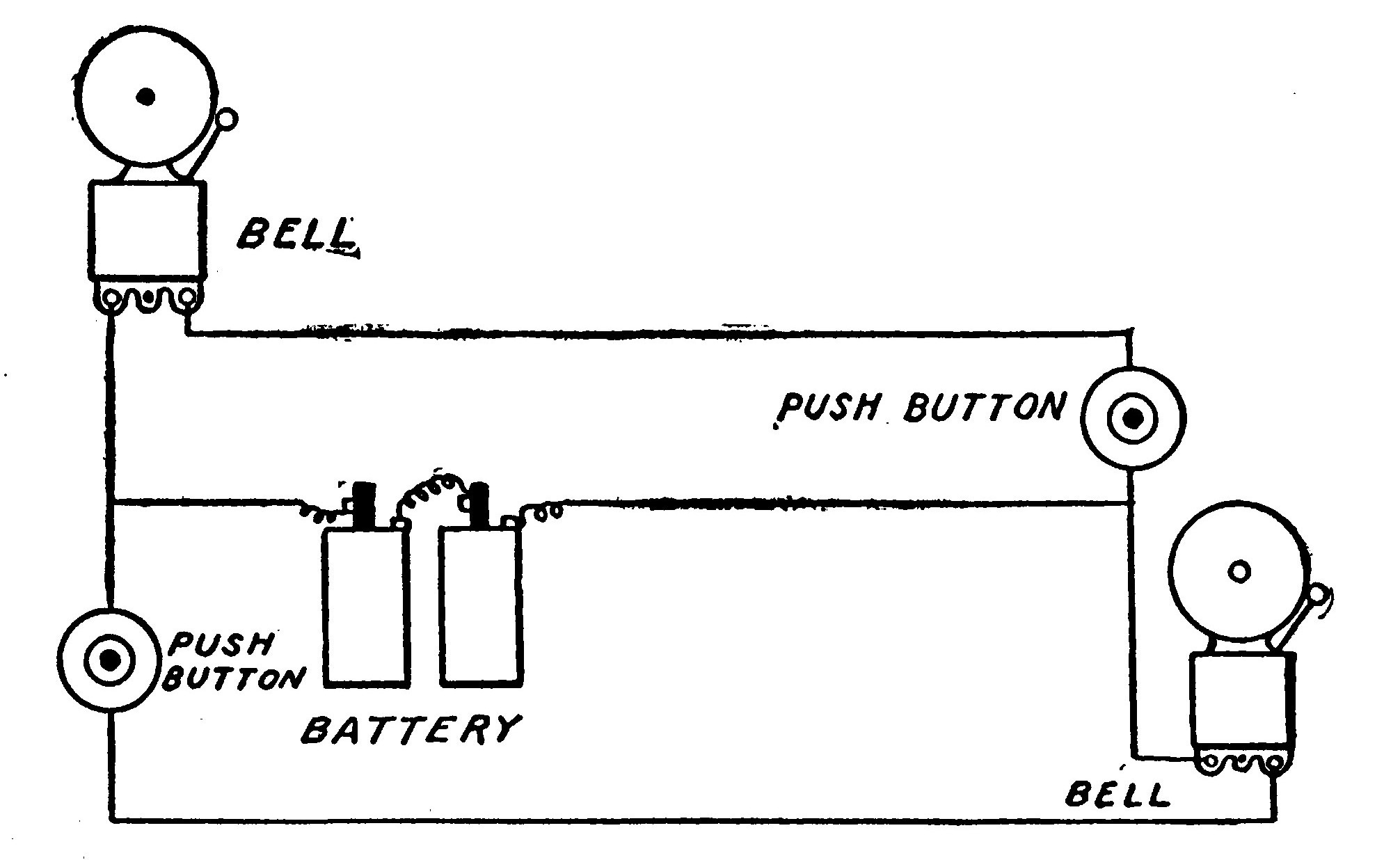 Fig. 124.—Diagram showing how to arrange a Bell System of Return Signals.