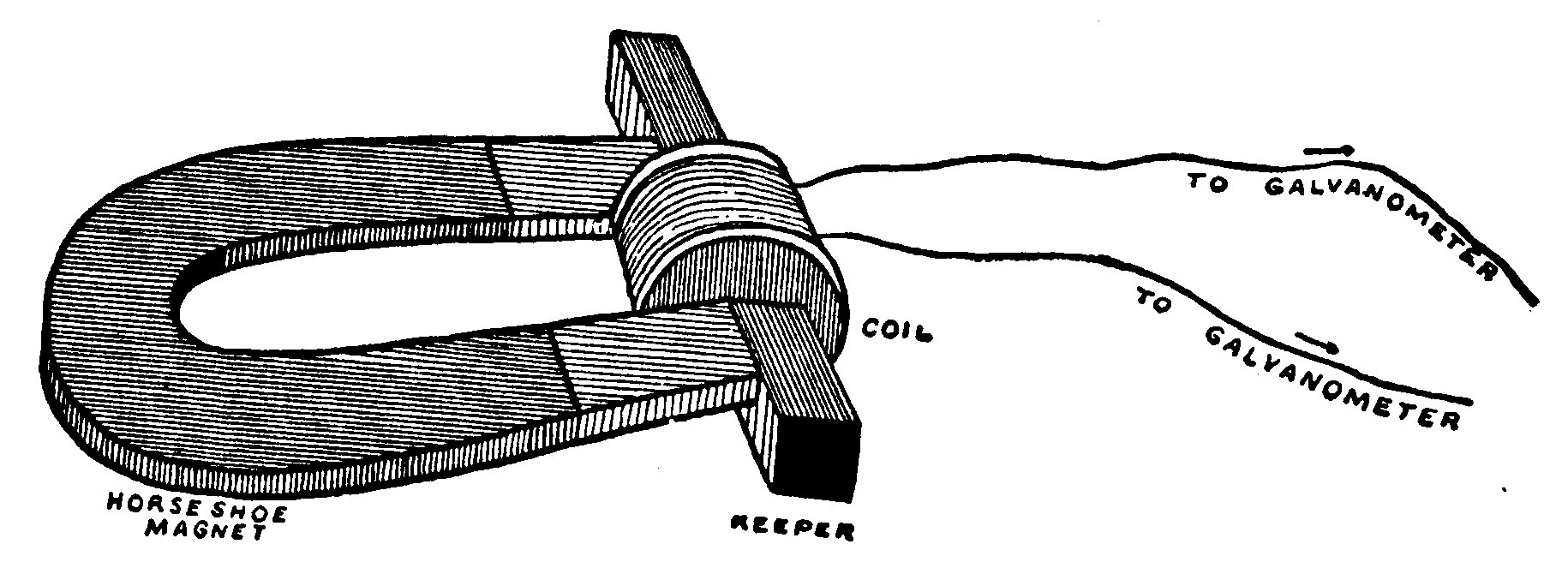 Fig. 87.—A Horseshoe Magnet and a Coil arranged to produce Electric Currents by Induction.